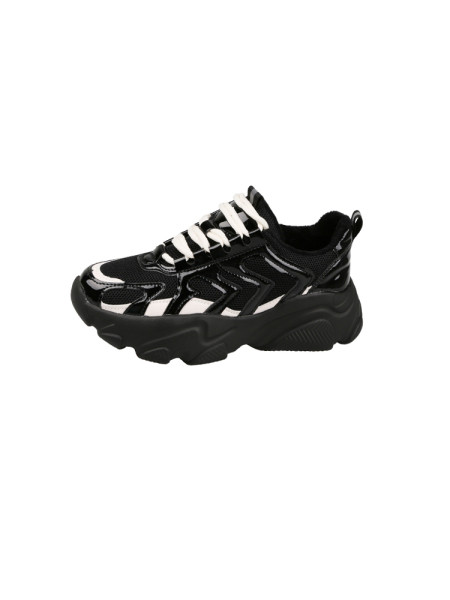 Αθλητικά γυναικεία παπούτσια με βελούδο και ψηλή πλατφόρμα σε δύο χρώματα