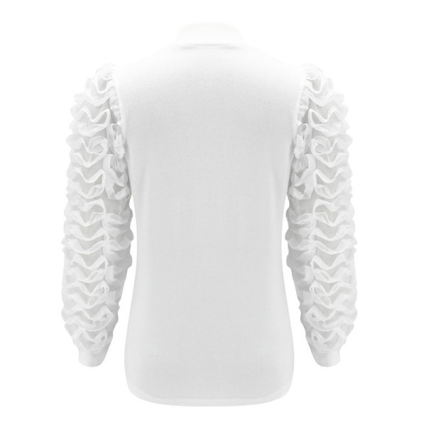 Λευκό γυναικείο πουλόβερ  με μεγάλο κολάρο και φαρδύ μανίκι