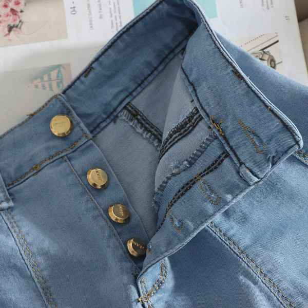 Casual γυναικεία τζιν φούστα με ψηλή μέση - cut-out μοτίβο