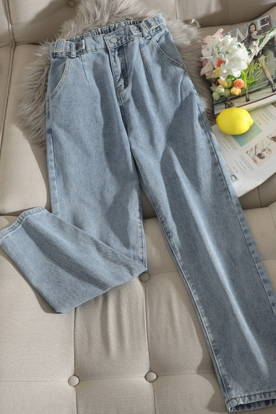 Kõrge vöökohaga vabaaja naiste teksad – sirge mudel