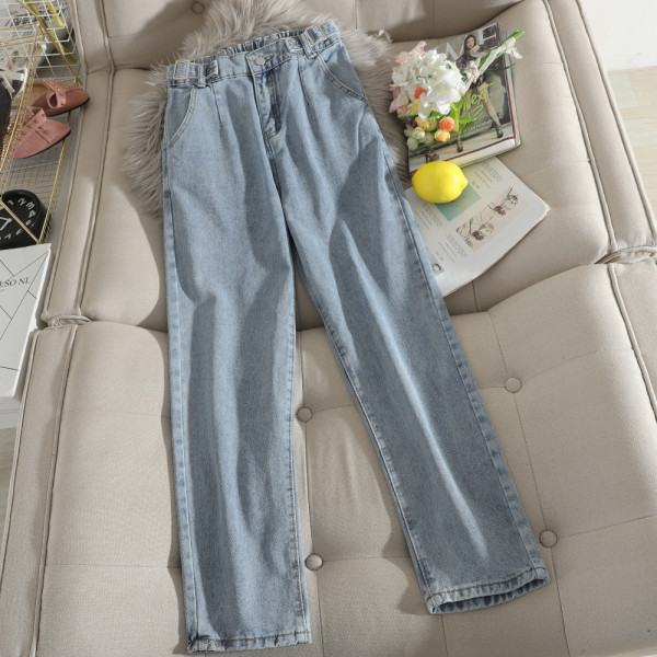 Kõrge vöökohaga vabaaja naiste teksad – sirge mudel