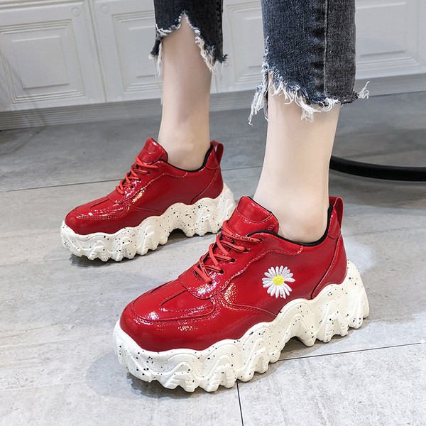 Νέο μοντέλο γυναικεία έκο δερμάτινα αθλητικά παπούτσια με πλατφόρμα σε διάφορα χρώματα