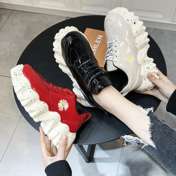 Νέο μοντέλο γυναικεία έκο δερμάτινα αθλητικά παπούτσια με πλατφόρμα σε διάφορα χρώματα