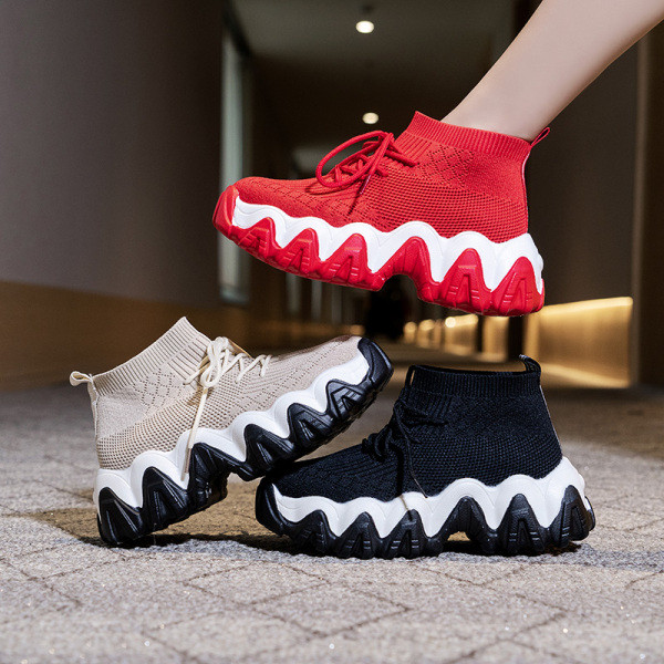 Καθημερινά γυναικεία αθλητικά πάνινα παπούτσια με τραχιά σόλες και κορδόνια