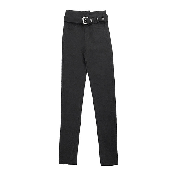 Mustad naiste püksid Õhuke kõrge talje ja vööga mudel