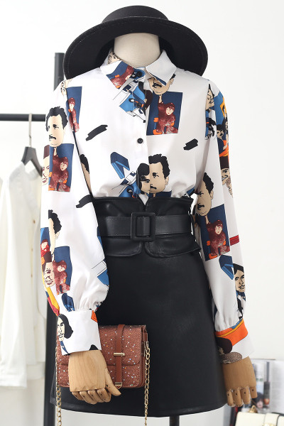 Нов модел дамска риза с класическа яка и шарка - ретро стил