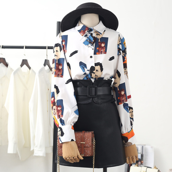 Нов модел дамска риза с класическа яка и шарка - ретро стил