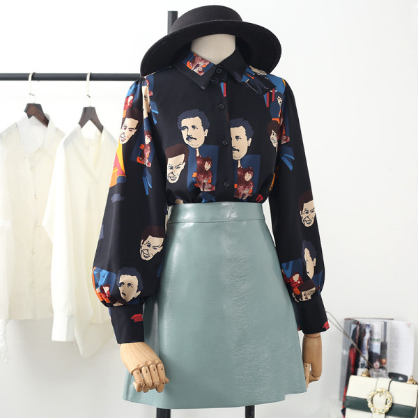 Нов модел дамска риза с класическа яка и шарка - ретро стил