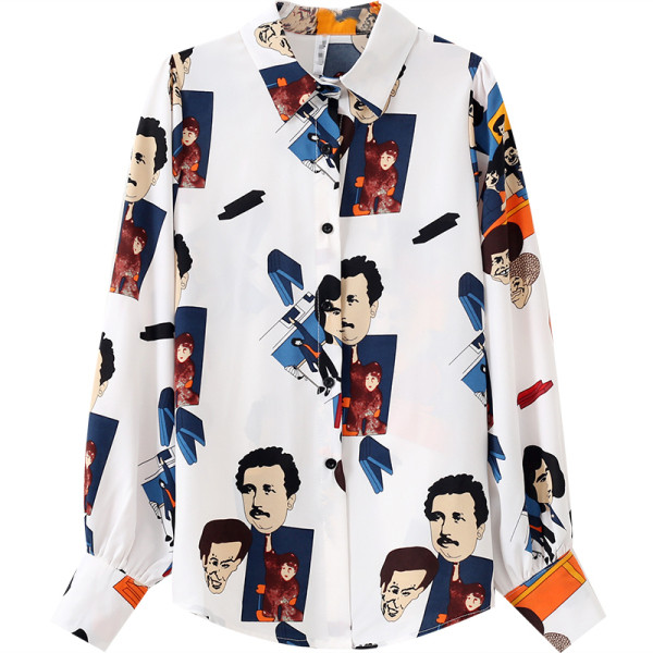 Нов модел дамска риза с класическа яка и шарка - ретро стил