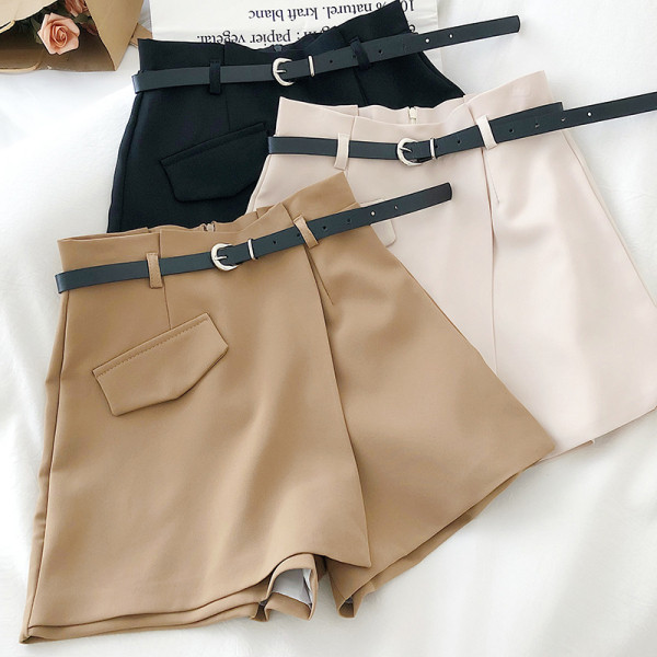 Къси дамски панталони с висока талия и А-линия