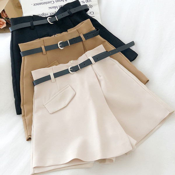 Къси дамски панталони с висока талия и А-линия