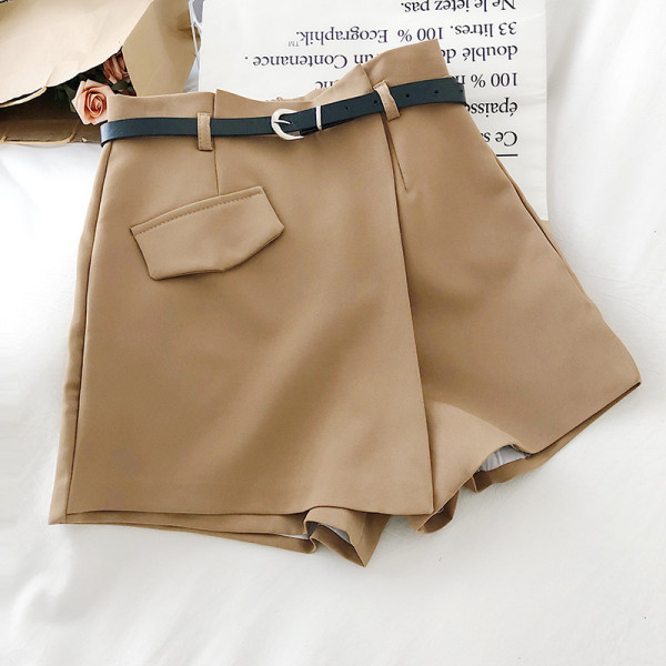 Къси дамски панталони с висока талия и А-линия