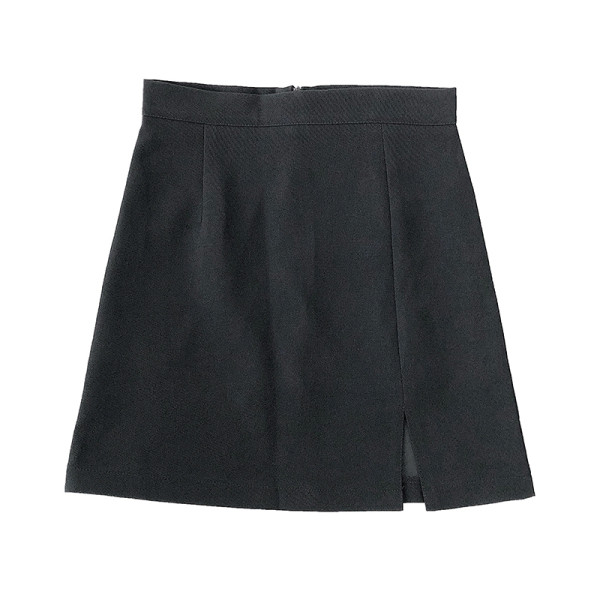 Модерна къса дамска пола с висока талия и цепка 