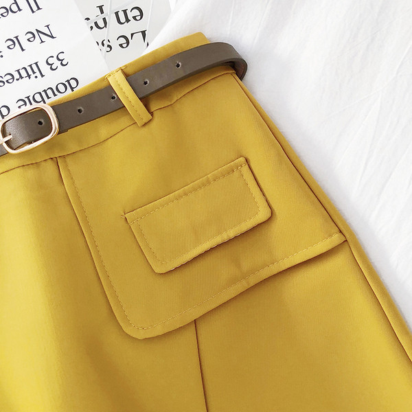 Дамска асиметрична пола с висока талия и колан