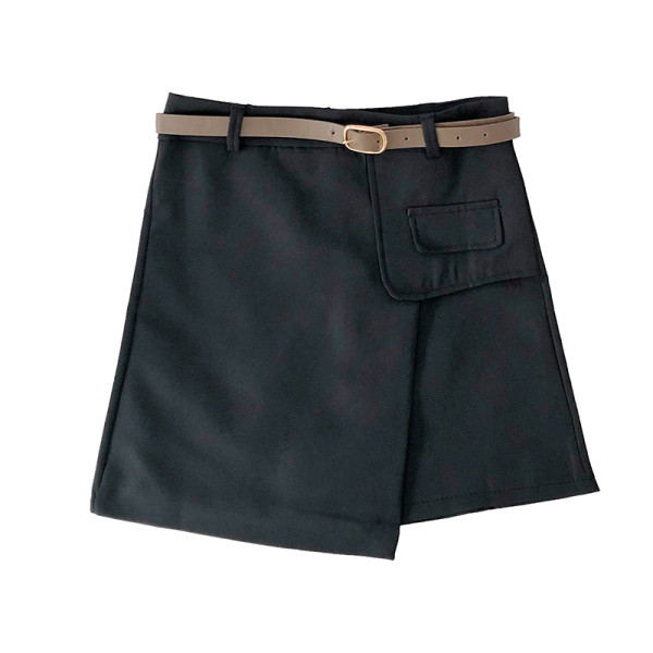 Дамска асиметрична пола с висока талия и колан