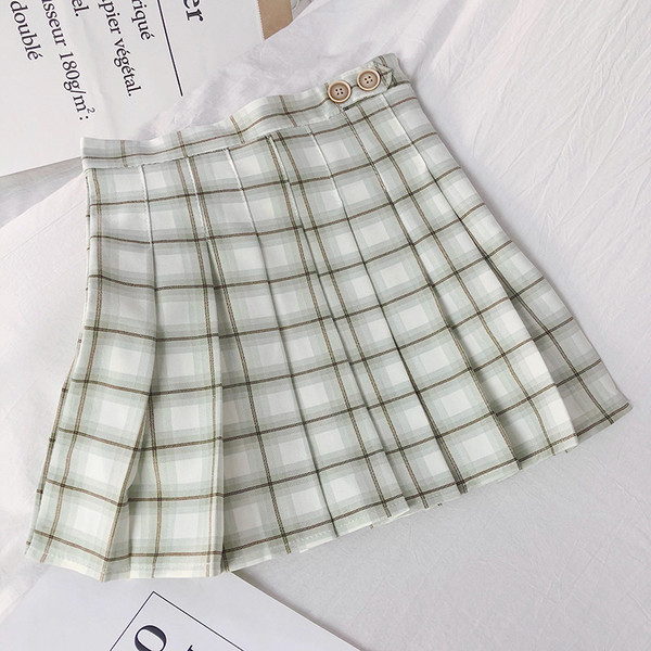 Плисирана дамска къса пола с висока талия и А-линия