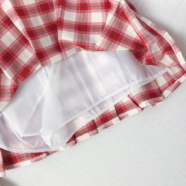 Плисирана дамска къса пола с висока талия и А-линия