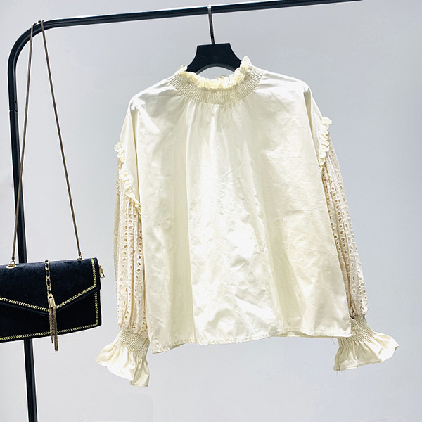 Нов модел дамска риза с ниска яка и широки лотос ръкави