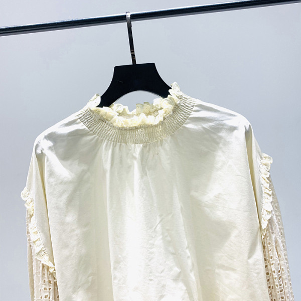 Нов модел дамска риза с ниска яка и широки лотос ръкави