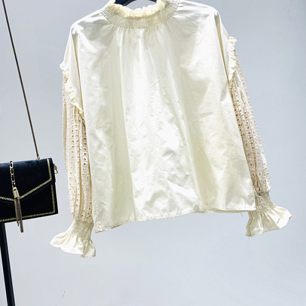 Нов модел дамска риза с ниска яка и широки лотос ръкави