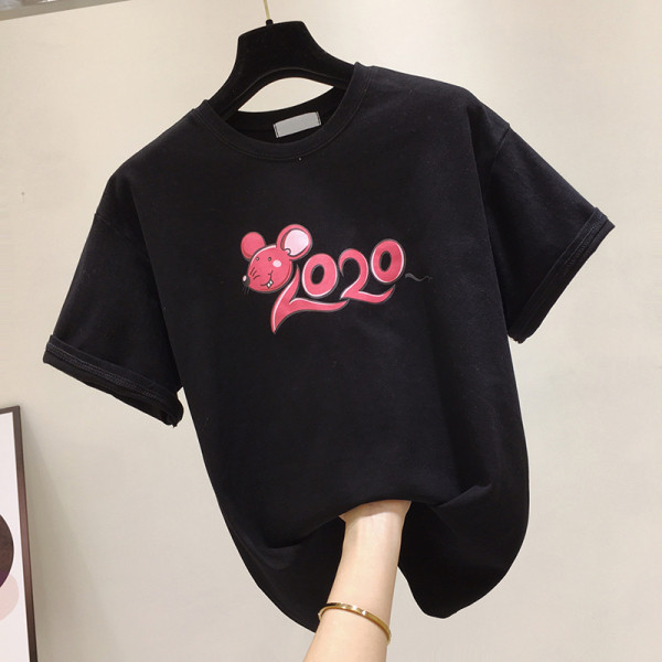 Uue mudeli lühikeste varrukate ja aplikatsiooniga naiste T-särk