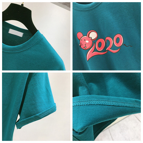 Uue mudeli lühikeste varrukate ja aplikatsiooniga naiste T-särk