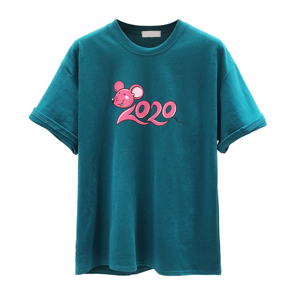 Uue mudeli lühikeste varrukate ja aplikatsiooniga naiste T-särk