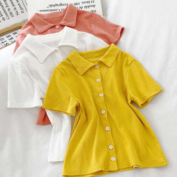 Ежедневна дамска риза с къс ръкав и копчета