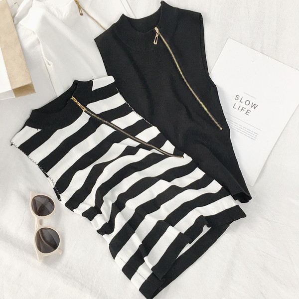 Modern női felső cipzárral és alacsony gallérral