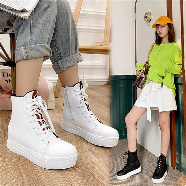 Napi magas tornacipő fűzővel és belső 5,5 cm-es platformmal