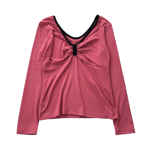 Alkalmi női blúz V-nyakú és hosszú ujjú