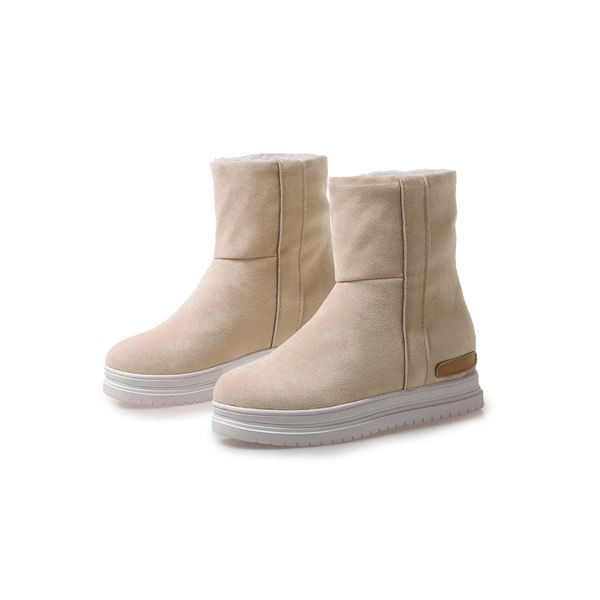 Öko velúrból készült modern női pehelycsizma rejtett platformmal