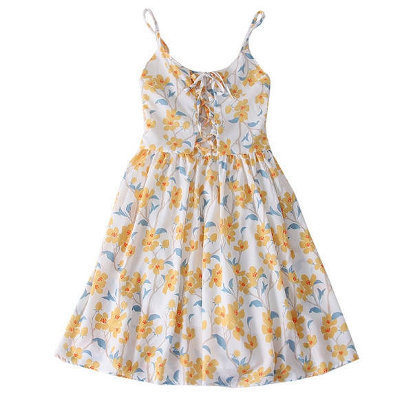 Alkalmi női ruha virágmintával és nyakkendővel