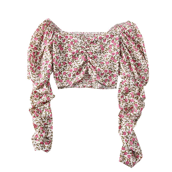 Új modell női blúz csónakos nyakkivágással és virágmotívumokkal