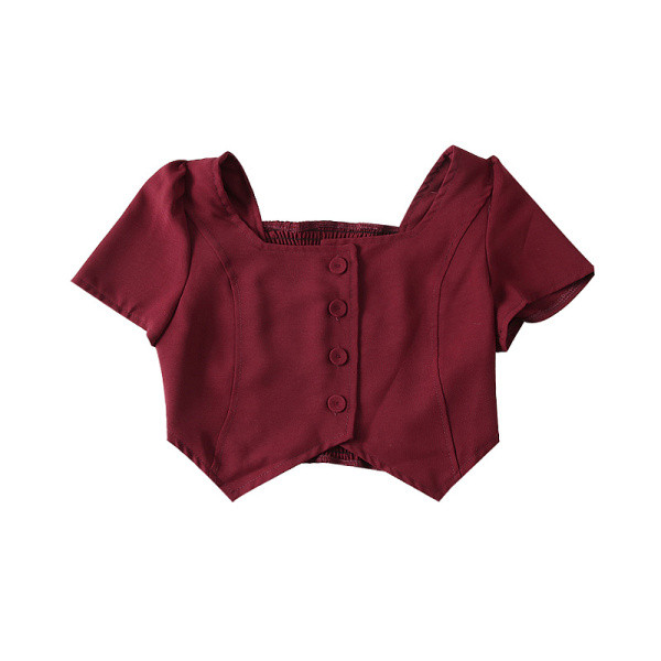 Moodne naiste topp kandilise dekoltee ja nööpidega