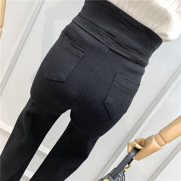 Alkalmi női fekete nadrág magas derékkal és cipzárral