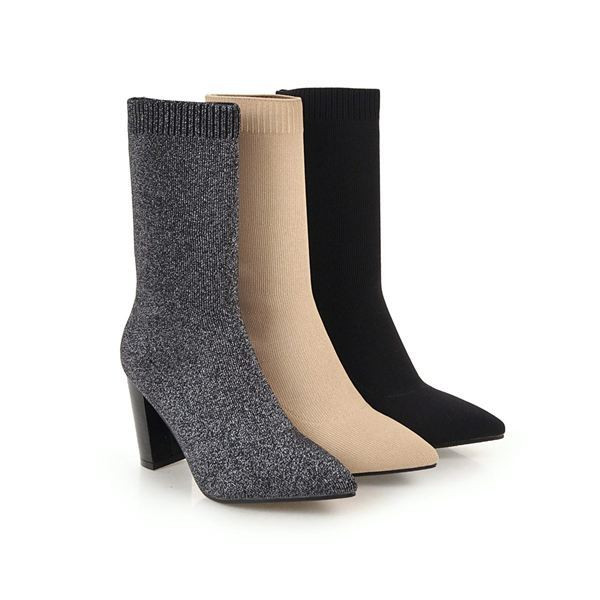 Elegáns női csizma típusú zokni hegyes modell és magassarkú - 8,5 cm