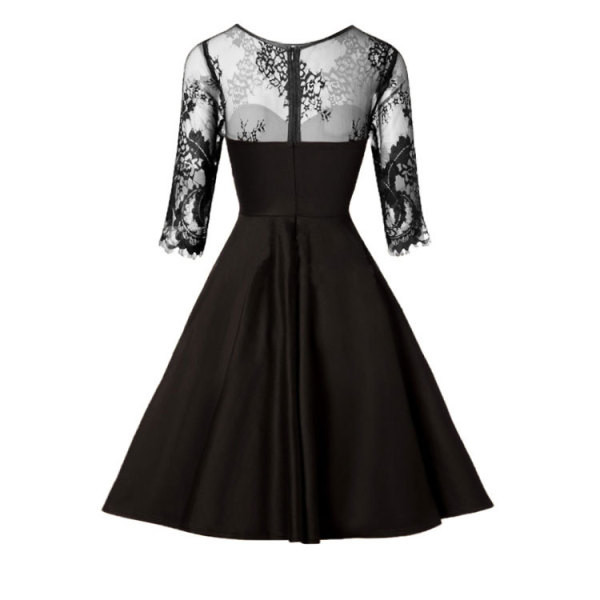 Stílusos női rövid ruha 3/4-es ujjal és ovális nyakkivágással