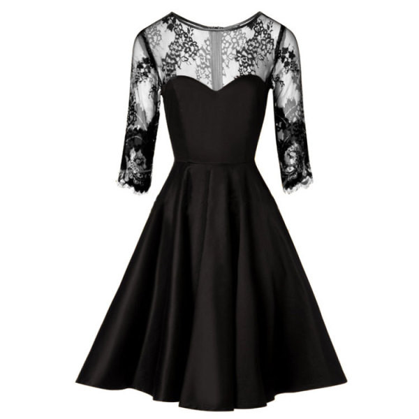 Stílusos női rövid ruha 3/4-es ujjal és ovális nyakkivágással