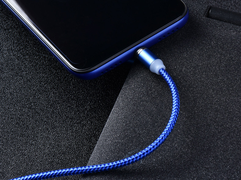 Duomenų kabelis greitam įkrovimui su keičiamu C tipo magnetiniu antgaliu, mikro USB ir apšvietimu