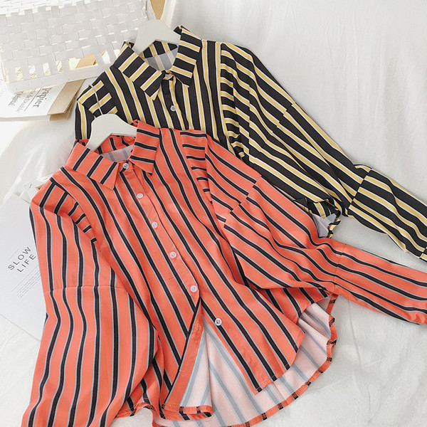 Női csíkos ing klasszikus gallérral és hosszú ujjal