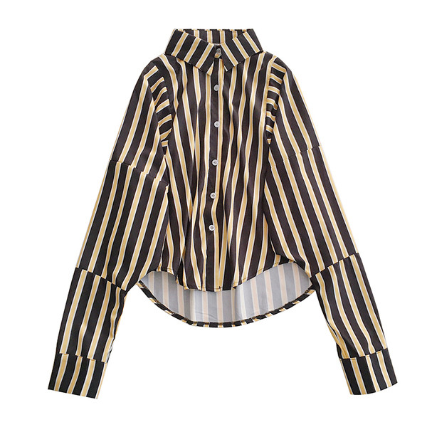 Női csíkos ing klasszikus gallérral és hosszú ujjal