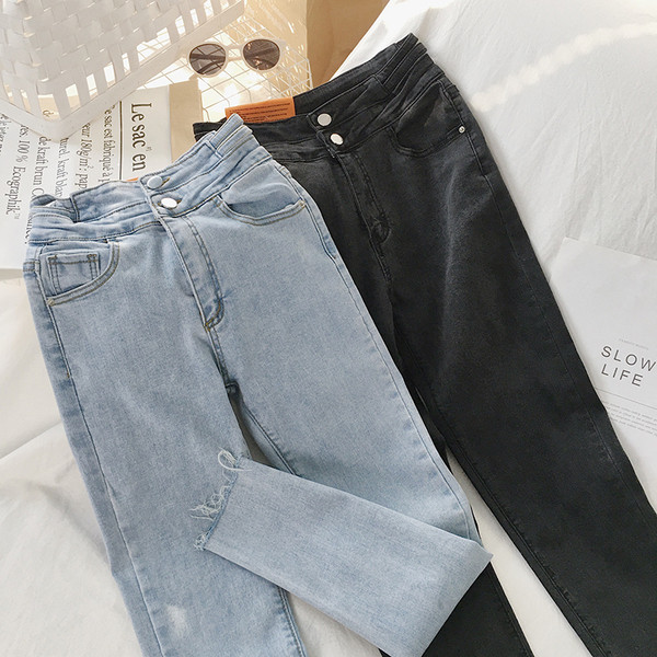 Ежедневни дамски дънки с висока талия и джобове