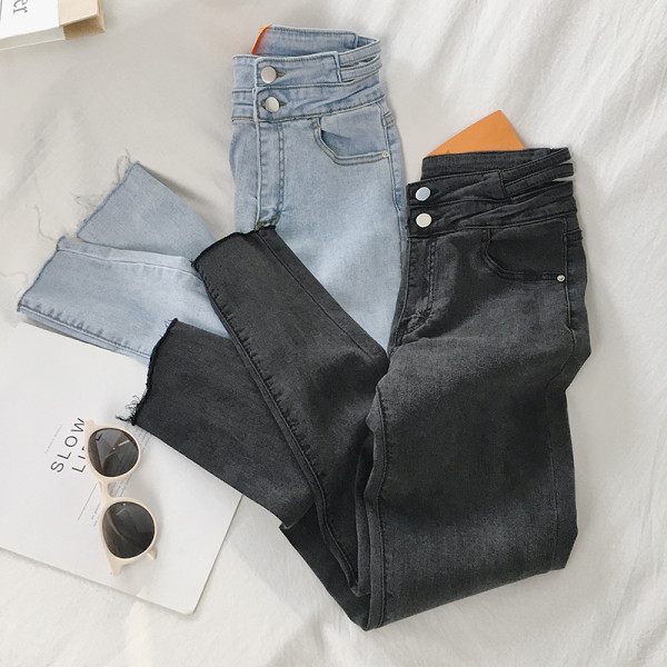 Ежедневни дамски дънки с висока талия и джобове