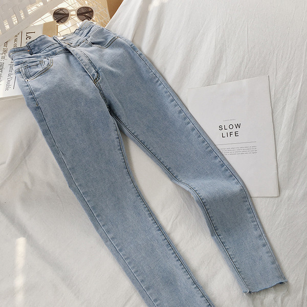 Ежедневни дамски дънки с висока талия и джобове