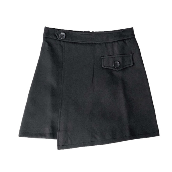 Női aszimmetrikus szoknya magas derékkal és gombokkal