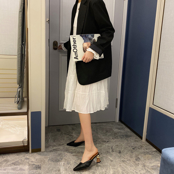 Elegáns női papucs eko bőrből, 7 cm-es sarokkal