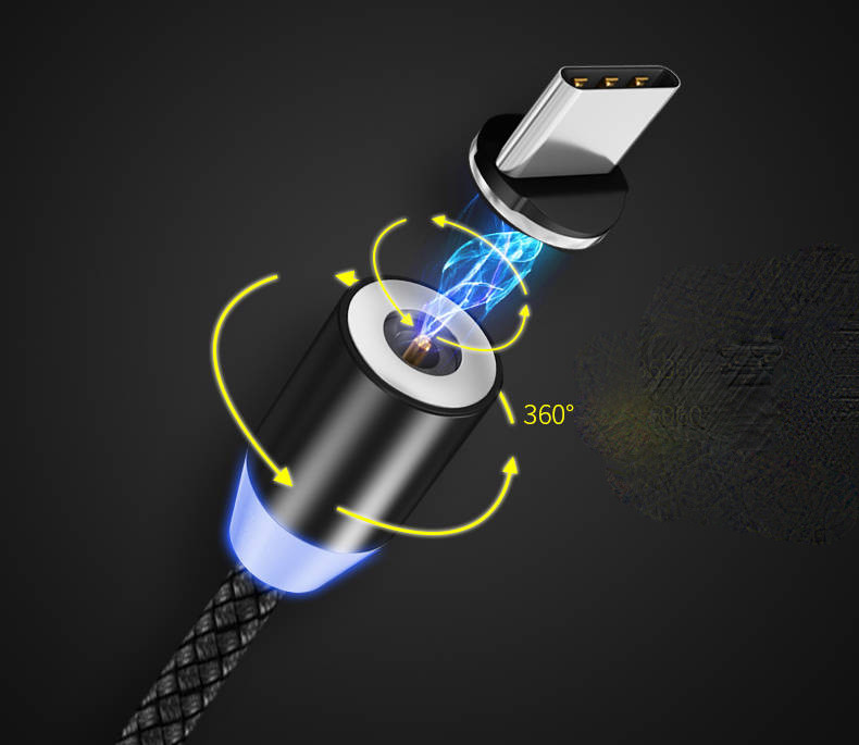 Magnetinis duomenų kabelis su keičiamu antgaliu, suderinamas su Android ir iOS