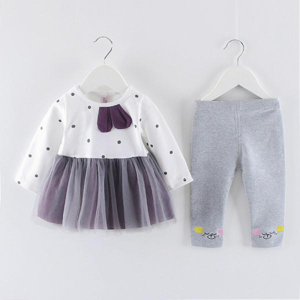 Gyerekkészlet lányoknak tüllruhával és hímzéssel ellátott leggingssel