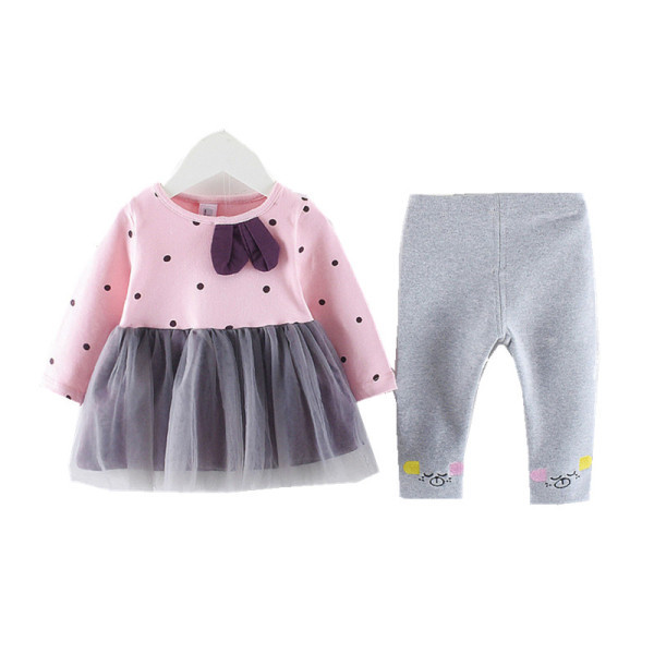Gyerekkészlet lányoknak tüllruhával és hímzéssel ellátott leggingssel